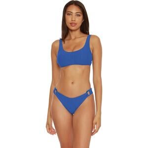 Becca Jocelyn Blue Ribbed O-Ring Two Piece Bikini Swimsuit Set Size Small